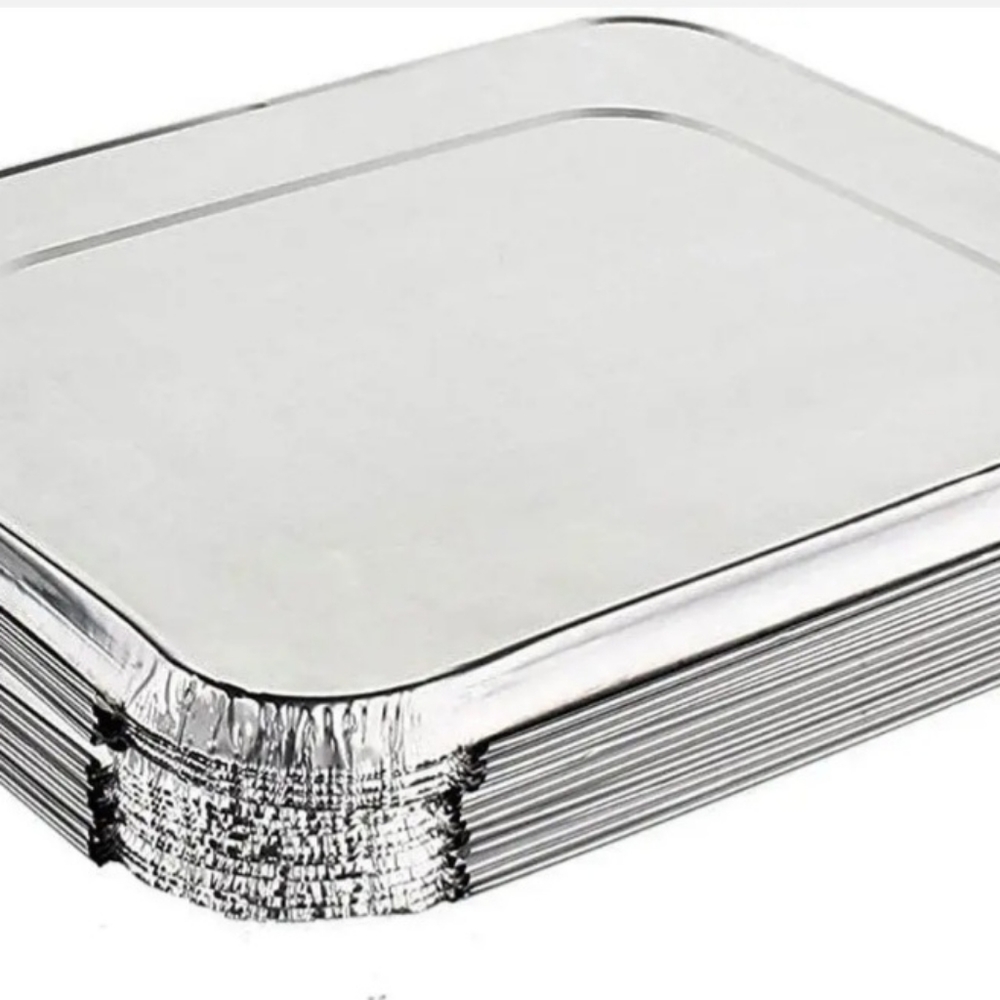 HALF SIZE DEEP ALUMINUM FOIL LIDS ONLY ( 100 PCS ) HALF TRAY CATERING PAN LIDS